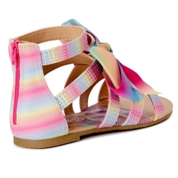 Jojo Siwa Size 4 Gladiator Sandals Girls Rainbow Bow - Picture 6 of 8